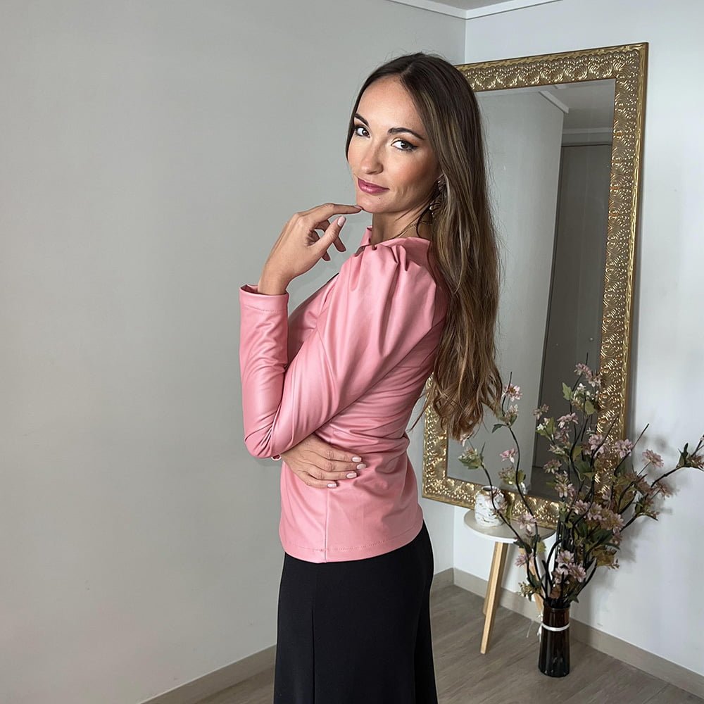 Polera Eco Cuero Anastacia Palo Rosa