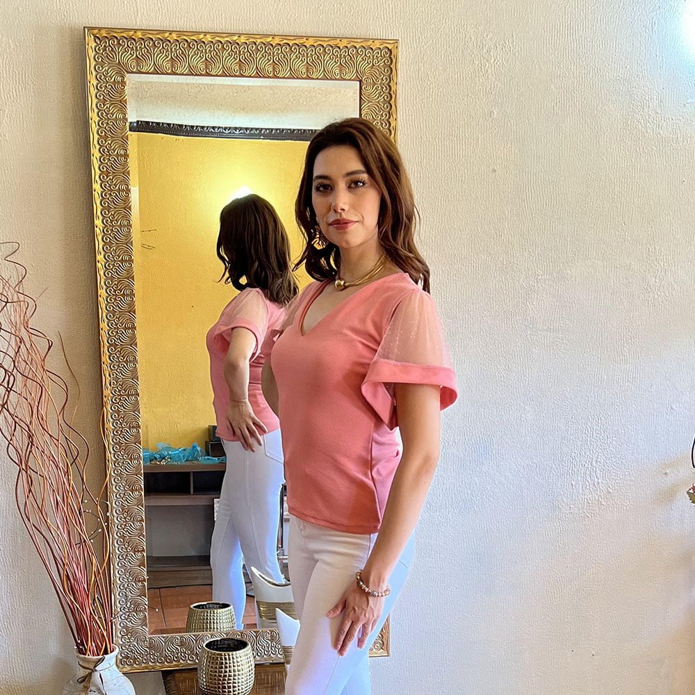 Polera Aurora Manga Corta Palo rosa