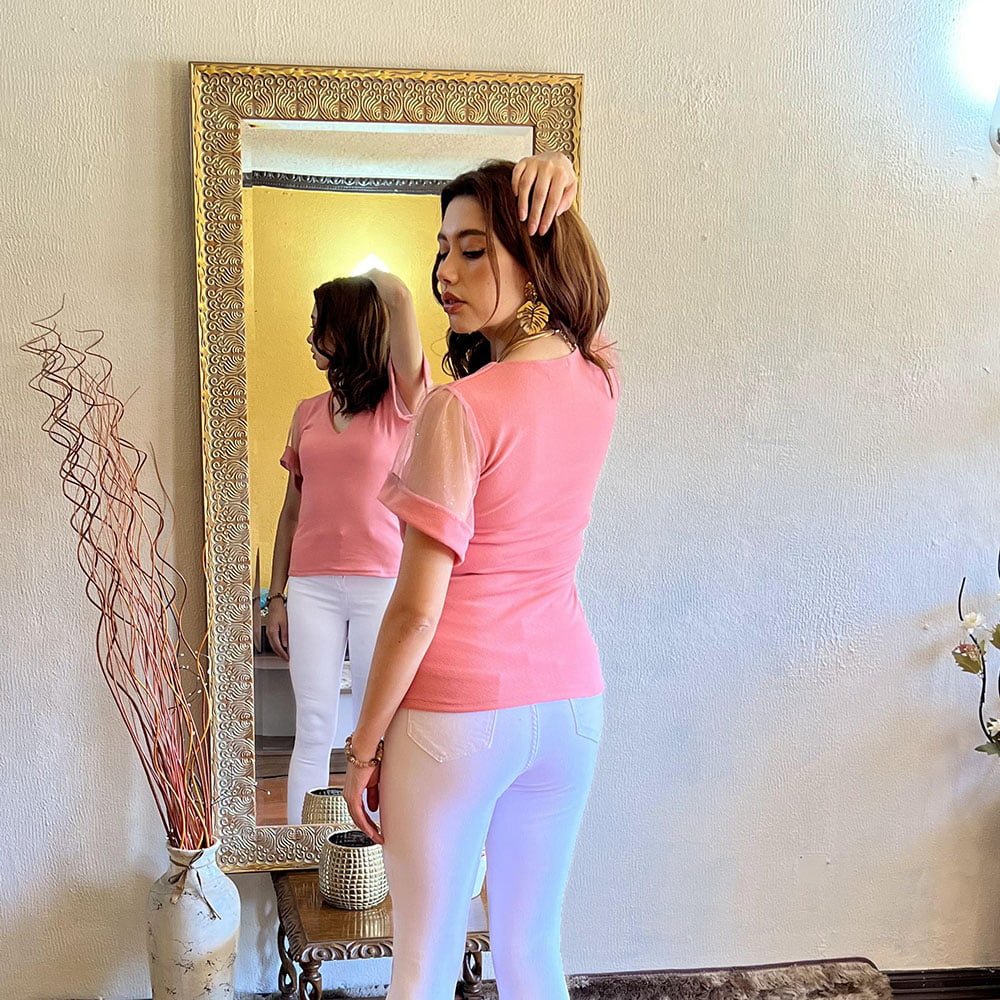 Polera Aurora Manga Corta Palo rosa