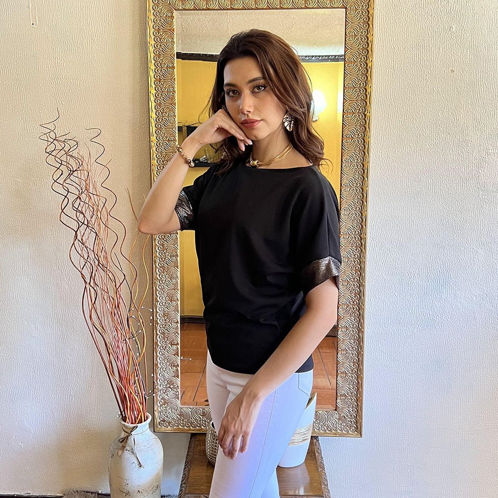 Polera Dalila Manga Brillos
