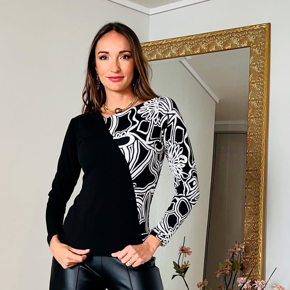 Polera Fernanda Blanco y Negro