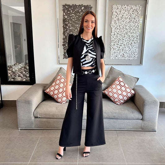 Conjunto Hervira Negro y Estampado