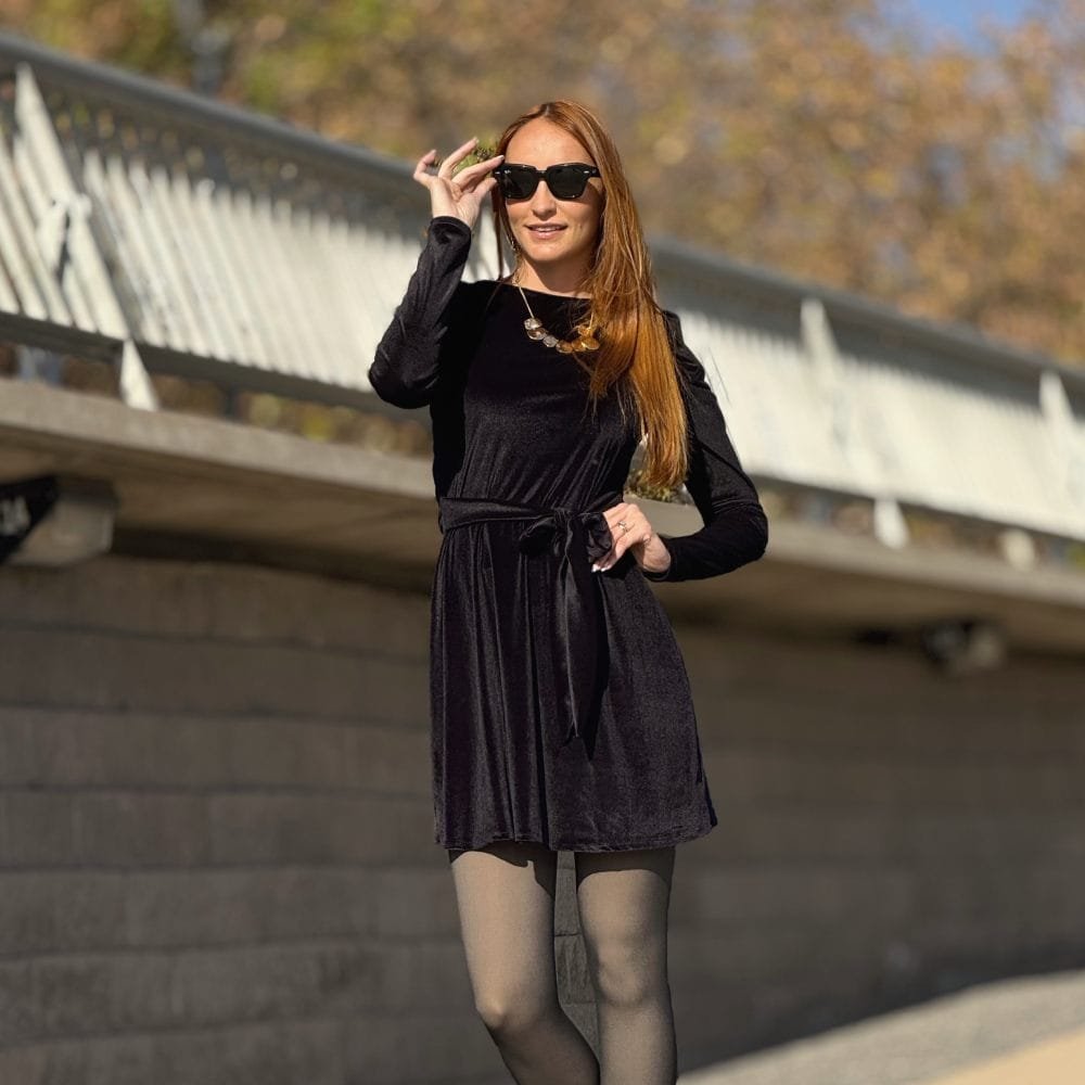 Vestido Bilma Terciopelo Lazos