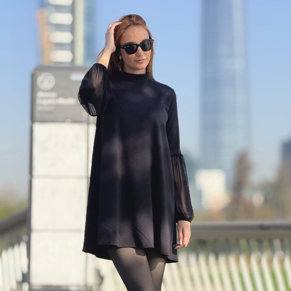 Vestido Cala Manga Malla