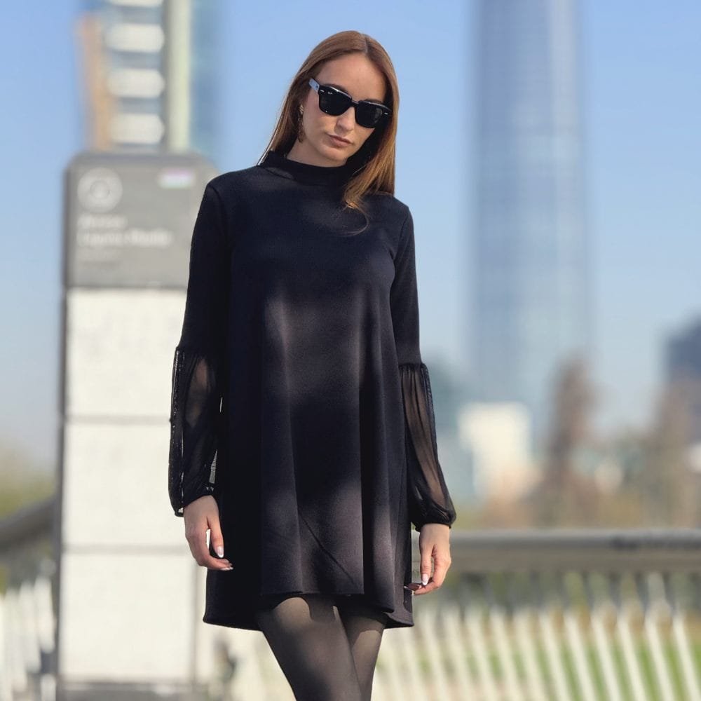 Vestido Cala Manga Malla