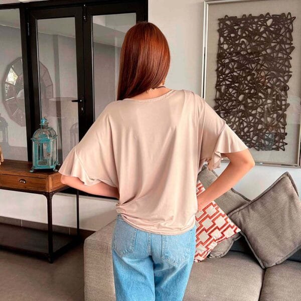 Polera silvana Beige vuelos - Imagen 4